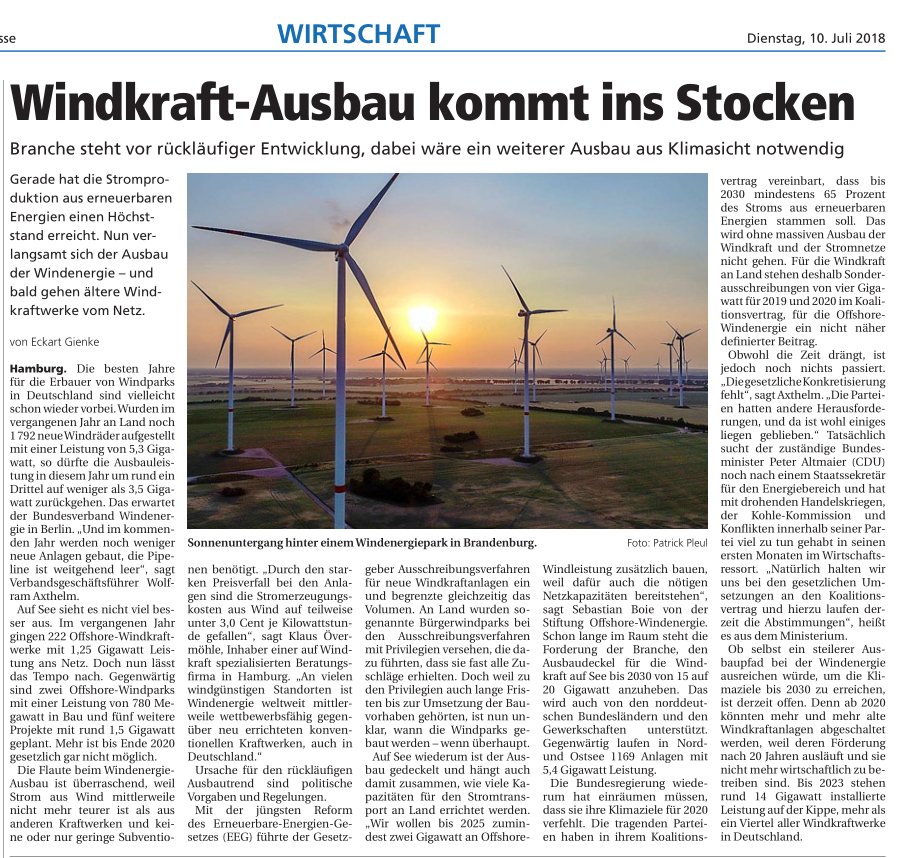 OP Windkraft Ausbau kommt ins Stocken 10.07.2018