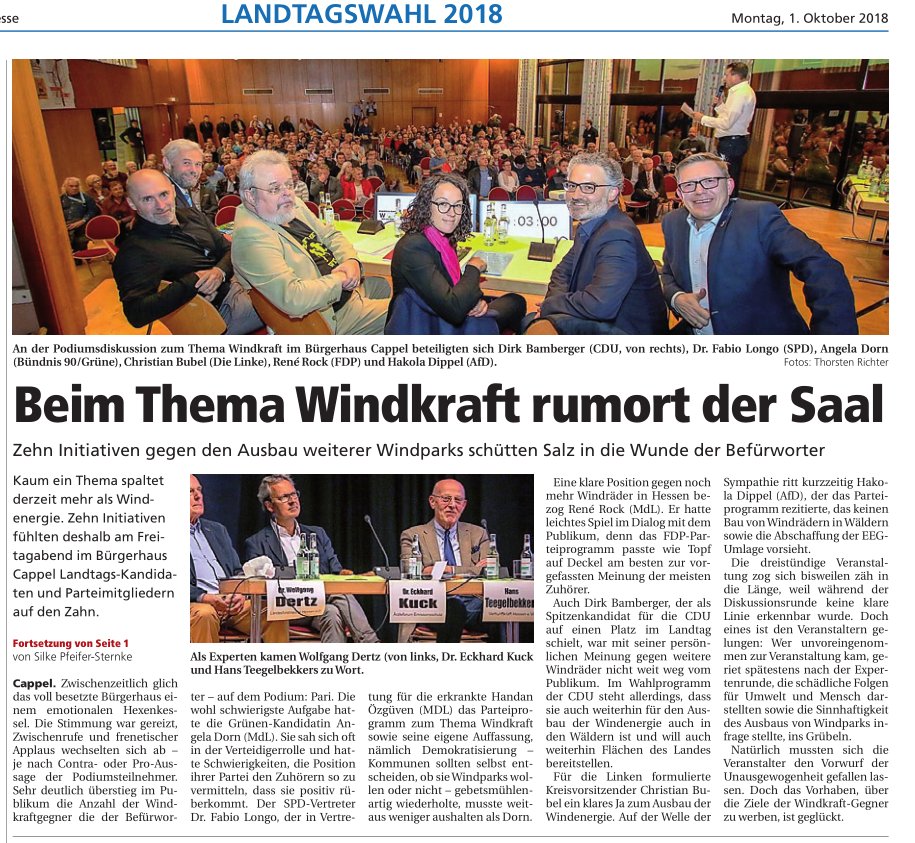 OP Beim Thema Windkraft rumort der Saal 01.10.2018